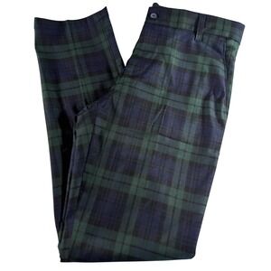 Run & Fly Pants Mens 32 Black Watch Tartan Check Slim Fit Straight Leg Punk Goth
